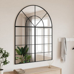 Vidaxl Wall Mirror Black 100X130 Cm Arch Iron