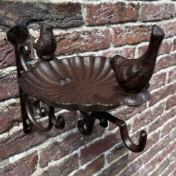 Selections Cast Iron Wall Mounted Hanging Basket Bracket With Bird Feeder Bath Decorative Seed And Nut - Pack Of 2 - thumbnail 5