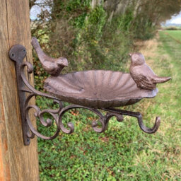 Selections Cast Iron Wall Mounted Hanging Basket Bracket With Bird Feeder Bath Decorative Seed And Nut - Pack Of 2 - thumbnail 4