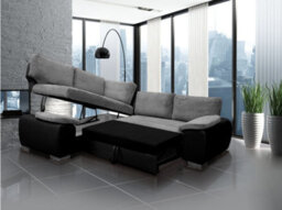 Enzo Sofa Bed With Storage Left Black And Grey Fabrix Faux Leather - thumbnail 3