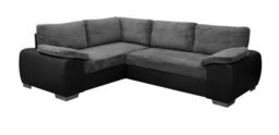 Enzo Sofa Bed With Storage Left Black And Grey Fabrix Faux Leather