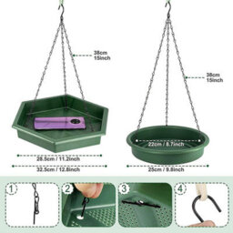 Geezy Bird Feeder & Bird Bath 2 In 1 Hanging Bird Feeding Tray And Bath Outdoor - thumbnail 5