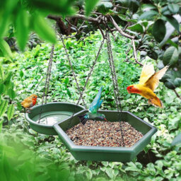 Geezy Bird Feeder & Bird Bath 2 In 1 Hanging Bird Feeding Tray And Bath Outdoor - thumbnail 3