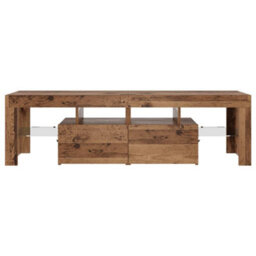 Berkfield Modern Tv Cabinet With Led Lights Old Wood 140X36.5X40 Cm Engineered Wood - thumbnail 7