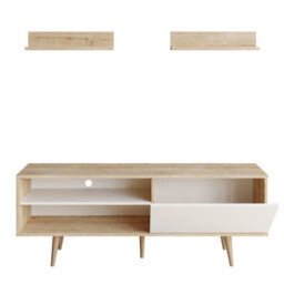 Decorotika Pi Tv Stand Tv Unit For Tvs Up To 63 Inch Oak White - thumbnail 3
