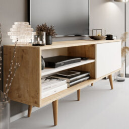 Decorotika Pi Tv Stand Tv Unit For Tvs Up To 63 Inch Oak White - thumbnail 2