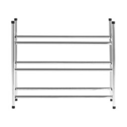 Orsina Three-Tier Chrome Shoe Rack, Durable Metal Frame With Polished Finish For Neat Shoe Storage, Space-Saving