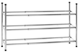 Orsina Three-Tier Chrome Shoe Rack, Durable Metal Frame With Polished Finish For Neat Shoe Storage, Space-Saving - thumbnail 3