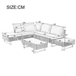Btm 5 Seater Poly Rattan Garden Lounge Setcorner Sofa With Table & Cushions, Removable & Washable Covers (Grey) - thumbnail 9