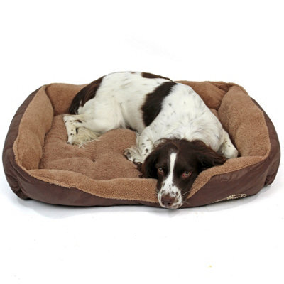 Actiaspet Brown Faux Leather Dog Bed Large - image 1