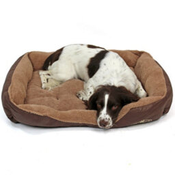 Actiaspet Brown Faux Leather Dog Bed Large