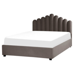 Beliani Ottoman Bed Velvet Vincennes 160 X 200 Cm (Eu King Size) Taupe - thumbnail 4