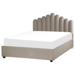 Beliani Ottoman Bed Velvet Vincennes 160 X 200 Cm (Eu King Size) Taupe - thumbnail 5