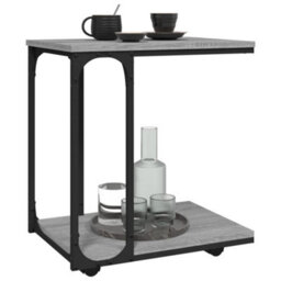 Berkfield Industrial Side Table With Wheels Grey Sonoma 50X35X55.5Cm Engineered Wood - thumbnail 4