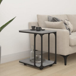 Berkfield Industrial Side Table With Wheels Grey Sonoma 50X35X55.5Cm Engineered Wood - thumbnail 2