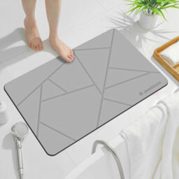 Fino Stone Stone Bath Mat - Super Absorbent Quick-Dry Diatomite Bath Mat, Non-Slip Bathroom Floor Mat With Anti-Slip Pad - thumbnail 1