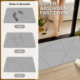 Fino Stone Stone Bath Mat - Super Absorbent Quick-Dry Diatomite Bath Mat, Non-Slip Bathroom Floor Mat With Anti-Slip Pad - thumbnail 5
