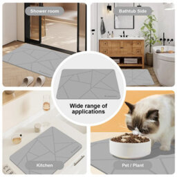 Fino Stone Stone Bath Mat - Super Absorbent Quick-Dry Diatomite Bath Mat, Non-Slip Bathroom Floor Mat With Anti-Slip Pad - thumbnail 4
