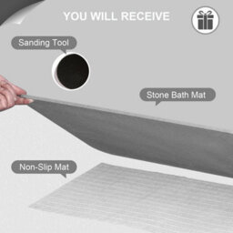 Fino Stone Stone Bath Mat - Super Absorbent Quick-Dry Diatomite Bath Mat, Non-Slip Bathroom Floor Mat With Anti-Slip Pad - thumbnail 3