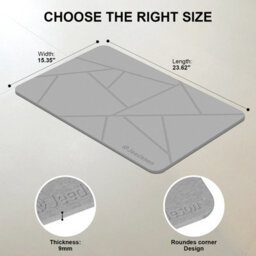 Fino Stone Stone Bath Mat - Super Absorbent Quick-Dry Diatomite Bath Mat, Non-Slip Bathroom Floor Mat With Anti-Slip Pad - thumbnail 2