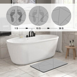 Fino Stone Stone Bath Mat - Super Absorbent Quick-Dry Diatomite Bath Mat, Non-Slip Bathroom Floor Mat With Anti-Slip Pad - thumbnail 8