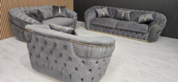 Ambassador Grey Velvet Gold Accent 3  2  1 Seater - thumbnail 6