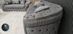 Ambassador Grey Velvet Gold Accent 3  2  1 Seater - thumbnail 7