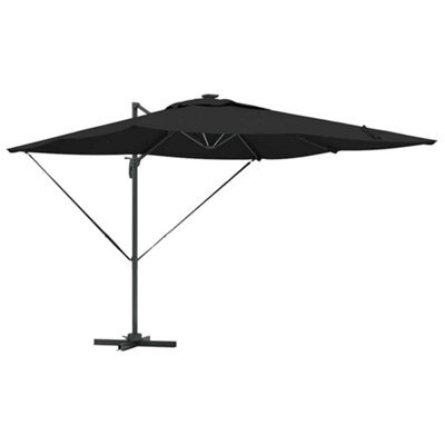Berkfield Durable Cantilever Roma Parasol With Leds - Black, 286 X 285 X 270 Cm, Aluminium - image 1