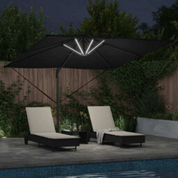 Berkfield Durable Cantilever Roma Parasol With Leds - Black, 286 X 285 X 270 Cm, Aluminium - thumbnail 4