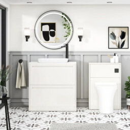 Royal Bathrooms Royal Bathroom Elmore 800mm Classic White Freestanding Countertop Bathroom Vanity Unit 2 Drawer With Qubix Basin - thumbnail 5