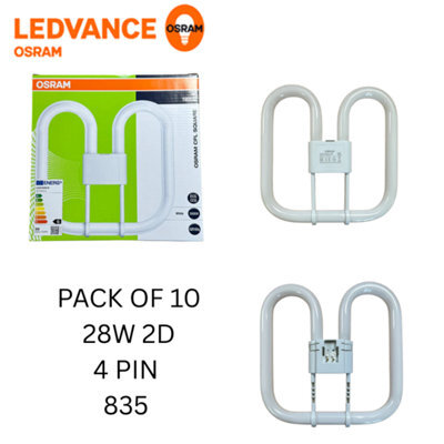 Pack Of 10 X Osram  2D 28W 835 4 Pin 2D Compact Fluorescent Lamp Cfl- White