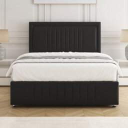 Bsspoke Lily Divan Bed Set In Black Plush Velvet 24Inch Headboard & Footboard 2 Drawers Same Side & No Mattress In All Sizes - thumbnail 3