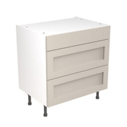 Kitchen Kit 3 Drawer Base Unit 800mm W/ Shaker Cabinet Door - Ultra Matt Light Grey - thumbnail 1