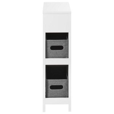 Wyld And Coco Novahome White Mdf Narrow Bathroom Cabinet 20X70 Cm With 2 Baskets - image 1