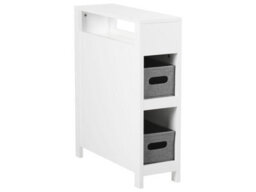 Wyld And Coco Novahome White Mdf Narrow Bathroom Cabinet 20X70 Cm With 2 Baskets - thumbnail 3