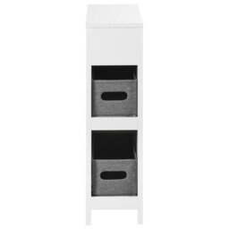 Wyld And Coco Novahome White Mdf Narrow Bathroom Cabinet 20X70 Cm With 2 Baskets - thumbnail 1