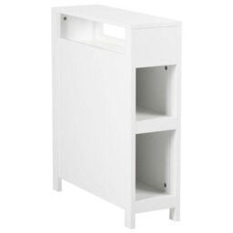 Wyld And Coco Novahome White Mdf Narrow Bathroom Cabinet 20X70 Cm With 2 Baskets - thumbnail 7
