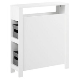 Wyld And Coco Novahome White Mdf Narrow Bathroom Cabinet 20X70 Cm With 2 Baskets - thumbnail 6