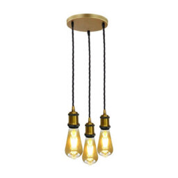 Yellow Brass Pendant Light  Braided Fabric Cable Lamp Holder Fitting - thumbnail 3
