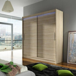 Bega I 180 Sliding Wardrobe With Hanging Rail And Shelves Sonoma With Led Lights - thumbnail 2