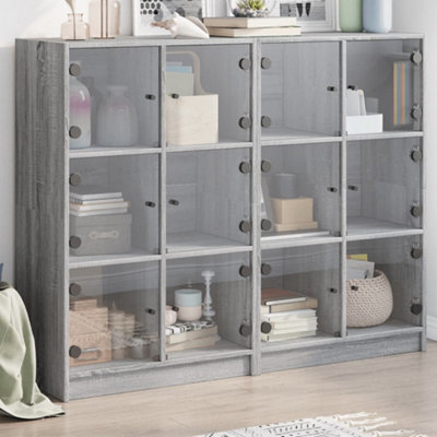 Berkfield Bookcase With Doors Grey Sonoma 136X37X109 Cm Engineered Wood - image 1