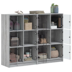 Berkfield Bookcase With Doors Grey Sonoma 136X37X109 Cm Engineered Wood - thumbnail 4