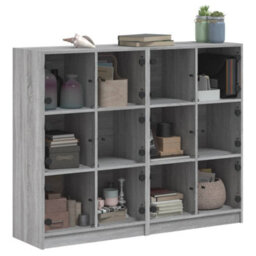 Berkfield Bookcase With Doors Grey Sonoma 136X37X109 Cm Engineered Wood - thumbnail 5
