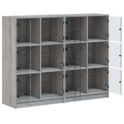 Berkfield Bookcase With Doors Grey Sonoma 136X37X109 Cm Engineered Wood - thumbnail 6