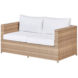 Beliani Garden Corner Sofa With Table 4 Seater Avola Left Hand Pe Rattan Off-White - thumbnail 8