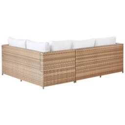 Beliani Garden Corner Sofa With Table 4 Seater Avola Left Hand Pe Rattan Off-White - thumbnail 7