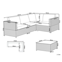 Beliani Garden Corner Sofa With Table 4 Seater Avola Left Hand Pe Rattan Off-White - thumbnail 3