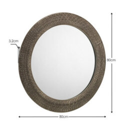 Julian Bowen Cadence Pewter Wall Mirror, Glass Frame, Round, Wall Mounted, Horizontal Or Veritcal, 80 X 80 X 3.2Cm - thumbnail 4