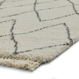 Cream Grey Rug, Handmade Shaggy Rug, Chequered Rug, Moroccan Kilim Modern Rug For Bedroom, & Dining Room-60 X 230Cm (Runner) - thumbnail 3