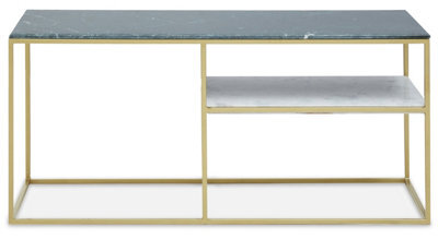 Premier Housewares Interiors By Premier Marble And Gold Frame Console Table, Assorted Marble Top With Geometric Gold Frame, Console Table - image 1